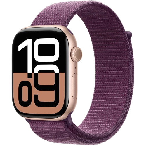 APPLE Watch S10 GPS 46 mm Boîtier Aluminum Rose Gold, Bracelet Plum Sport Loop