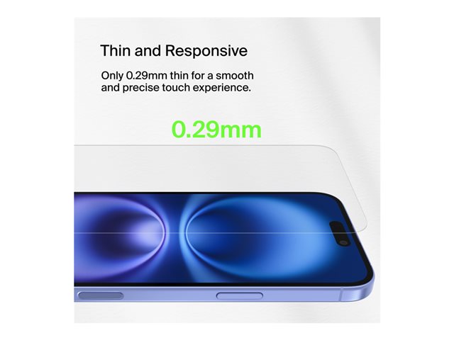 Belkin Screen Protector pour iPhone 16 Plus / iPhone 15 Plus / iPhone 14 Pro Max - UltraGlass Anti-Microbial
