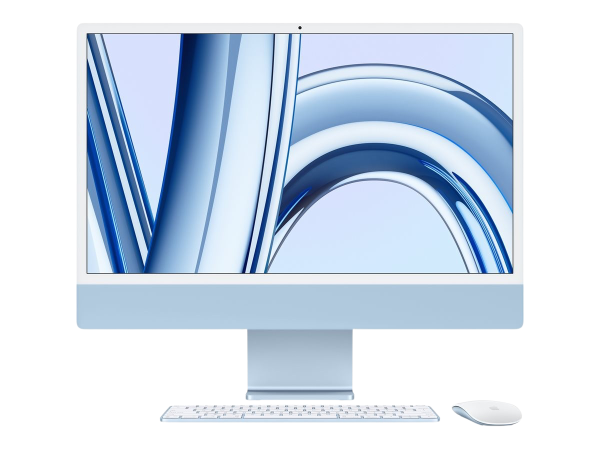 iMac 24 pouces avec écran Retina 4,5K M3 avec CPU 8 core et GPU 10 core SSD 256 Go - Bleu