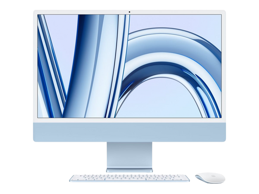 iMac 24 pouces avec écran Retina 4,5K M3 avec CPU 8 core et GPU 10 core SSD 256 Go - Bleu